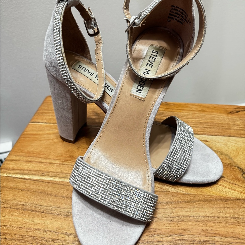 Steve Madden “Kalina” soft gray Embellished Heels